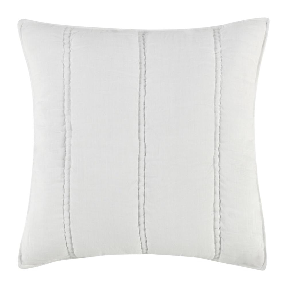 Rawi Square Euro Pillow Sham, 26 Inch Channel White Cotton Ramie