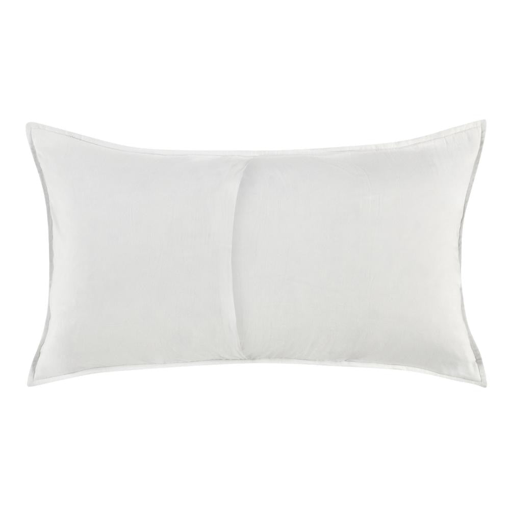 Rawi Lumbar King Pillow Sham 20x36 Channel Stitch White Ramie Cotton
