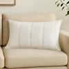 Rawi Lumbar King Pillow Sham, 20x36 Channel Stitch White Ramie Cotton