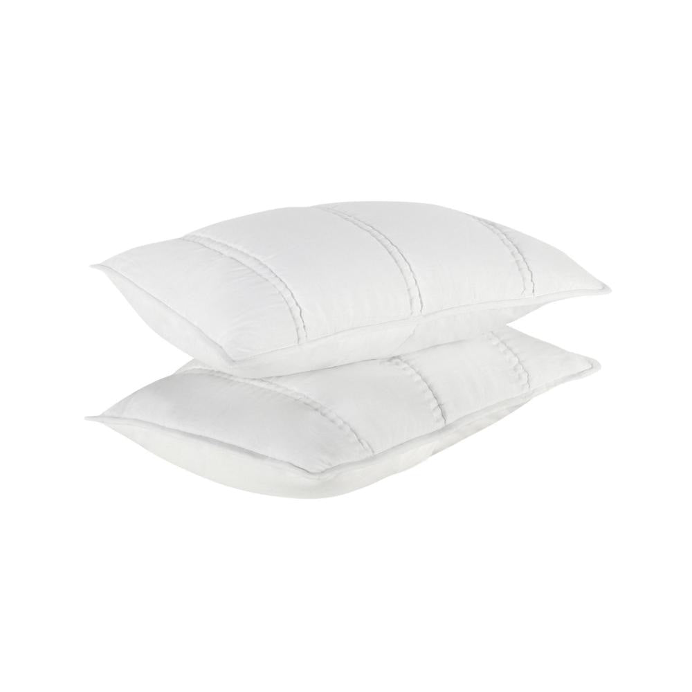 Rawi Standard Pillow Sham Channel Stitch White Ramie Cotton 20x26