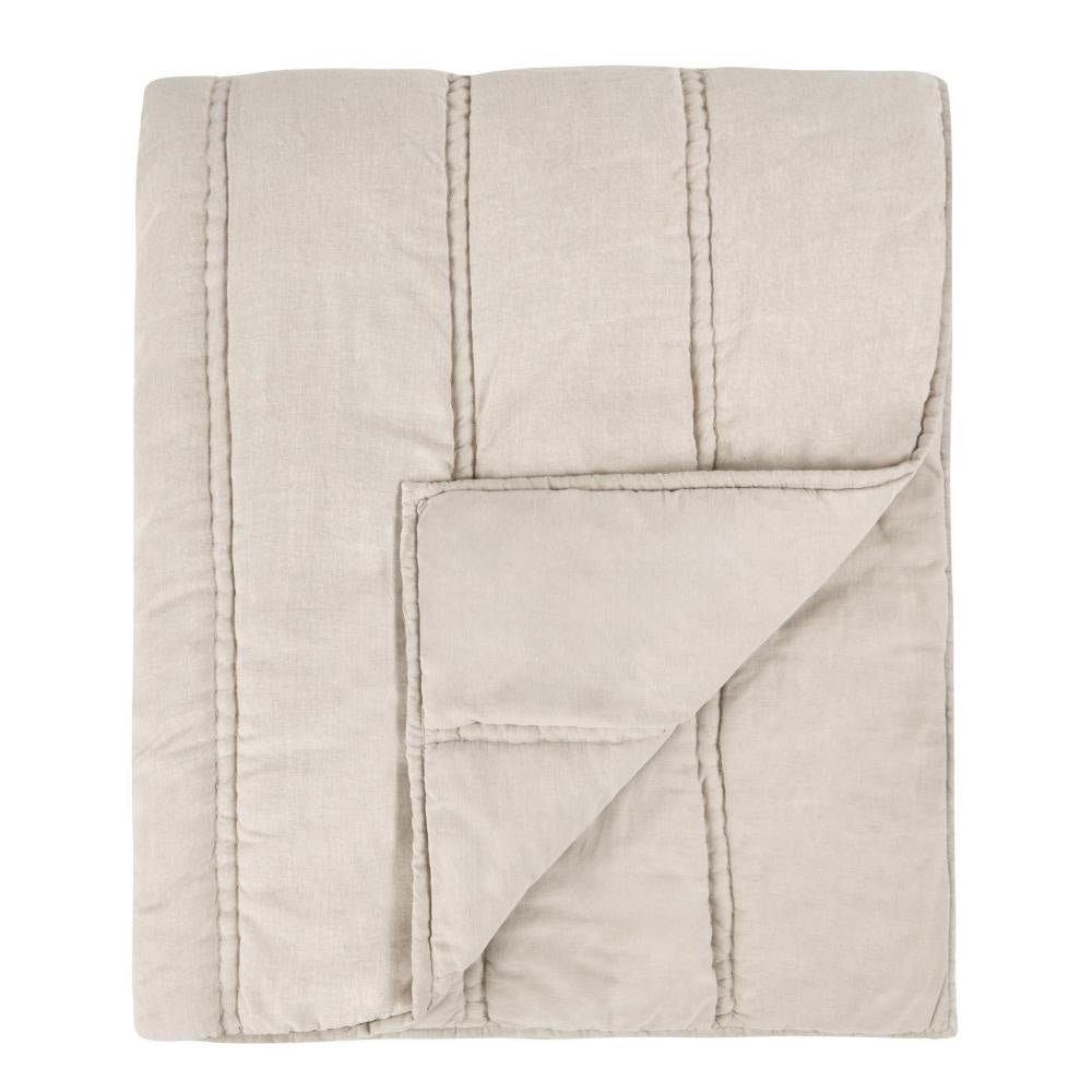 Rawi Queen Quilt Beige Sustainable Channel Stitch Ramie and Cotton BM331500