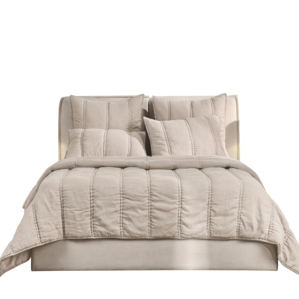 Rawi Queen Quilt Beige Sustainable Channel Stitch Ramie and Cotton BM331500