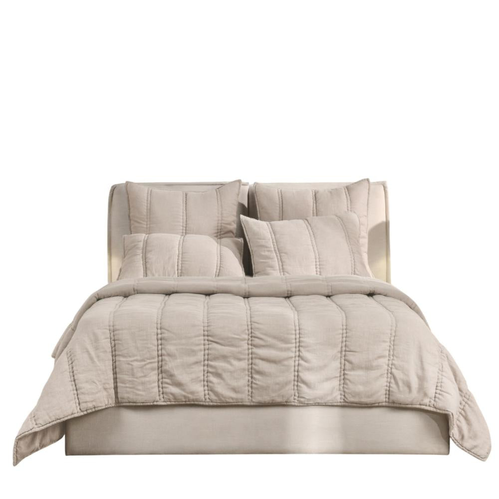 Rawi King Quilt Beige Sustainable Channel Stitch Ramie and Cotton BM331501