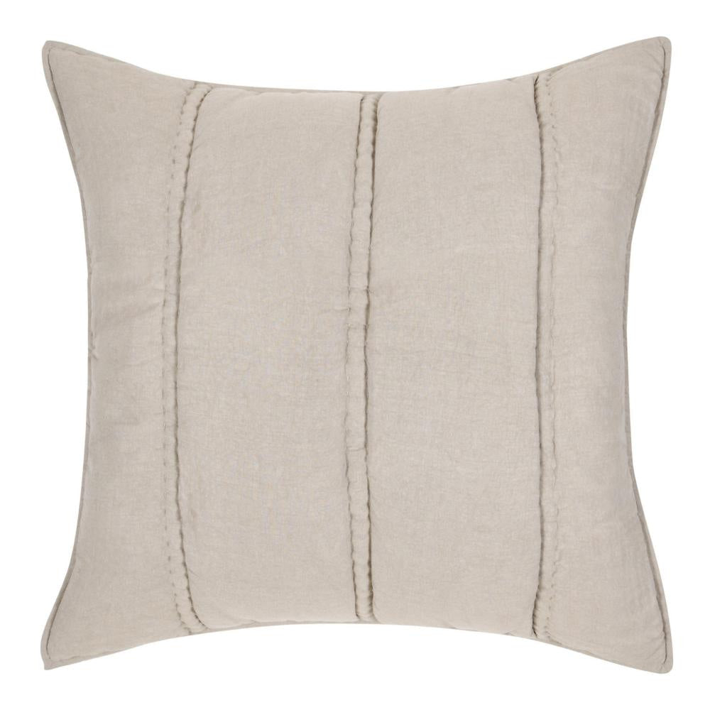 Rawi Square Euro Pillow Sham, 26 Inch Beige Channel Ramie and Cotton
