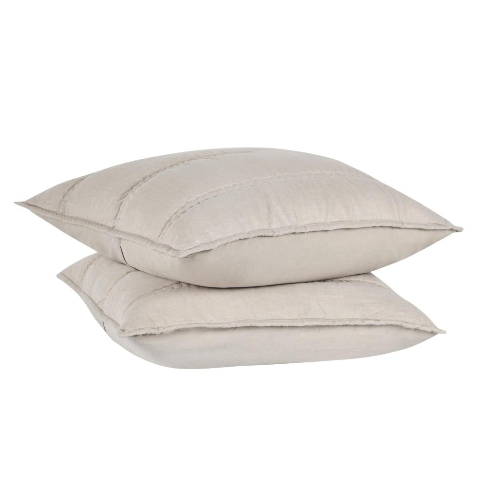Rawi Square Euro Pillow Sham 26 Inch Beige Channel Ramie and Cotton