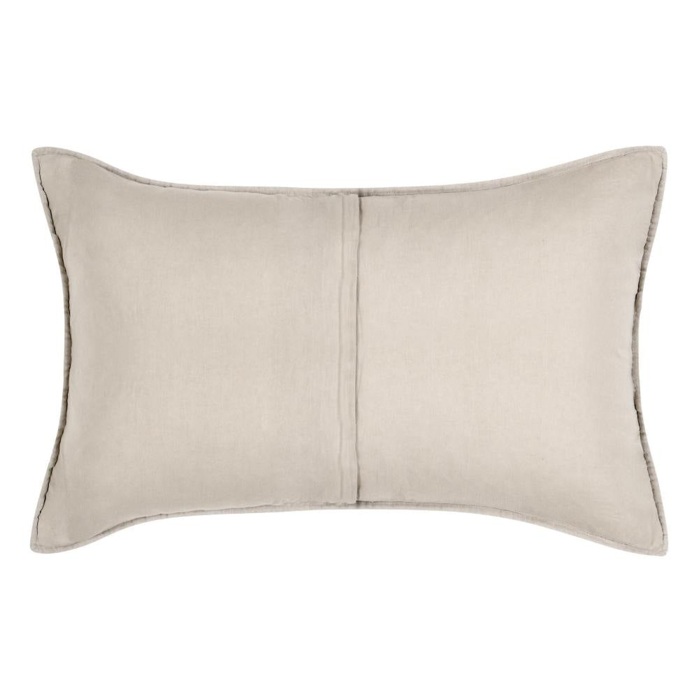Rawi Lumbar King Pillow Sham 20x36 Beige Channel Stitch Ramie Cotton