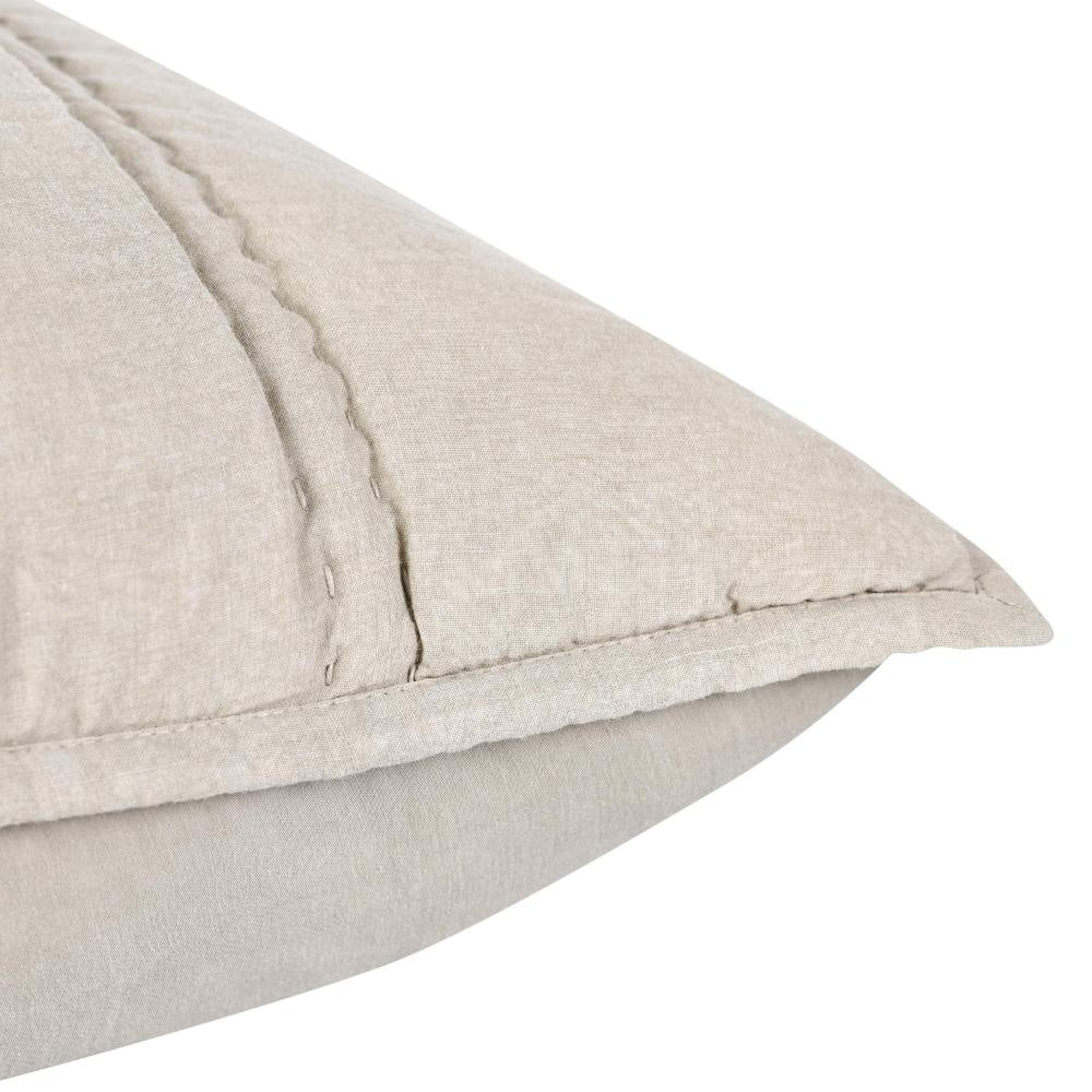 Rawi Standard Pillow Sham 20x26 Beige Channel Stitch Ramie Cotton