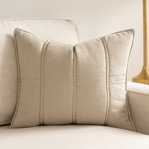 Rawi Standard Pillow Sham, 20x26 Beige Channel Stitch Ramie Cotton