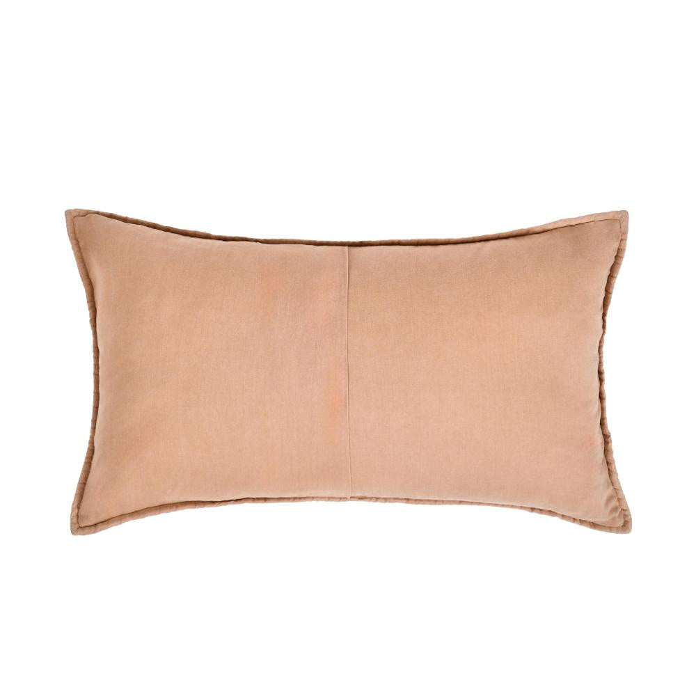 Rawi Lumbar King Pillow Sham 20x36 Clay Channel Stitch Ramie Cotton