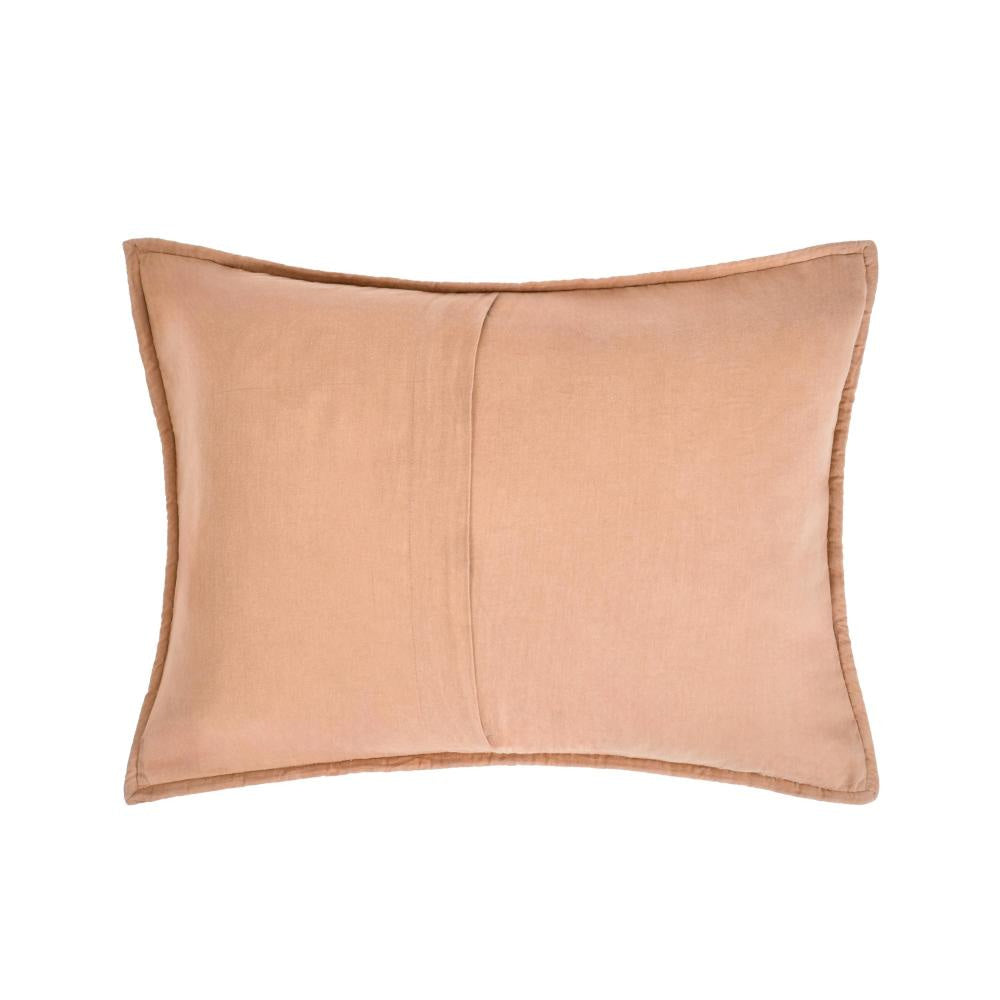 Rawi Standard Pillow Sham 20x26 Clay Channel Stitch Ramie and Cotton