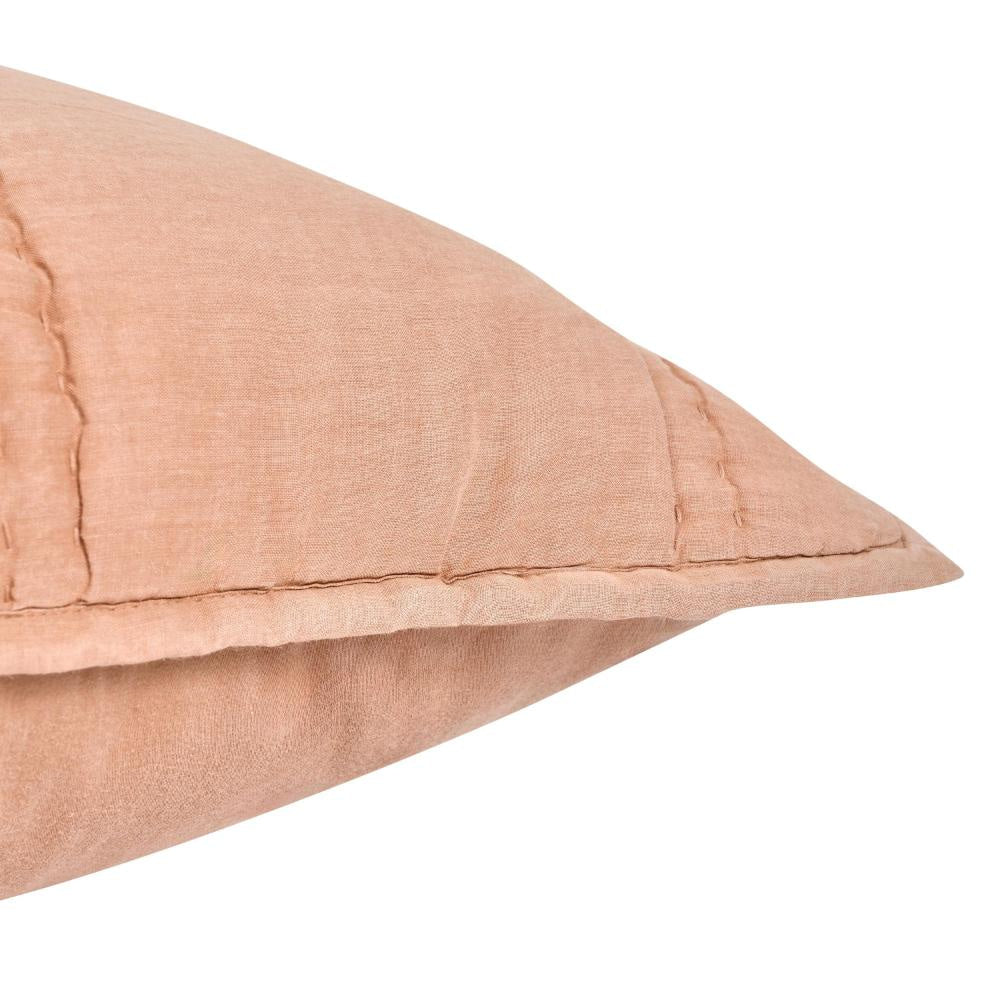 Rawi Standard Pillow Sham 20x26 Clay Channel Stitch Ramie and Cotton