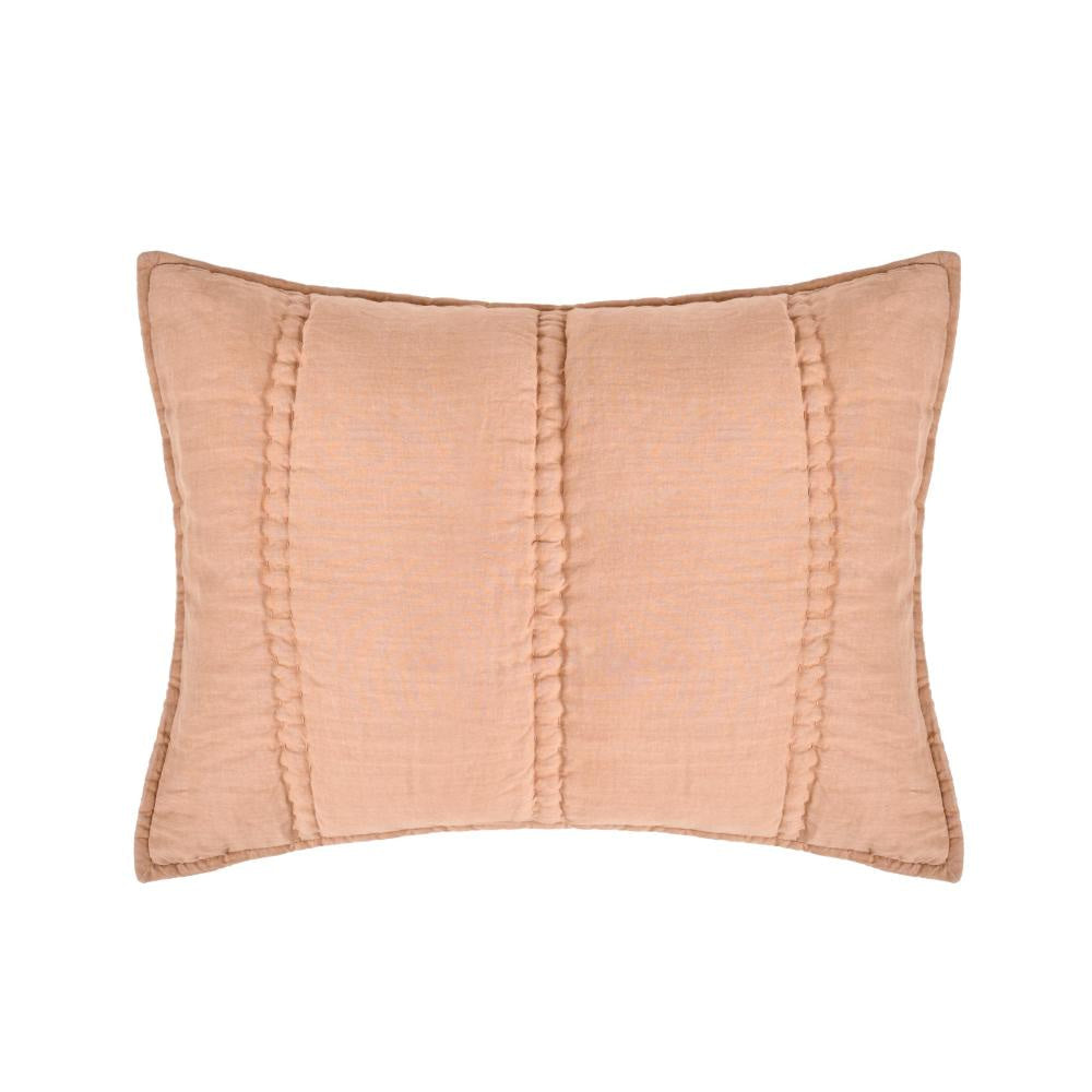 Rawi Standard Pillow Sham, 20x26 Clay Channel Stitch Ramie and Cotton