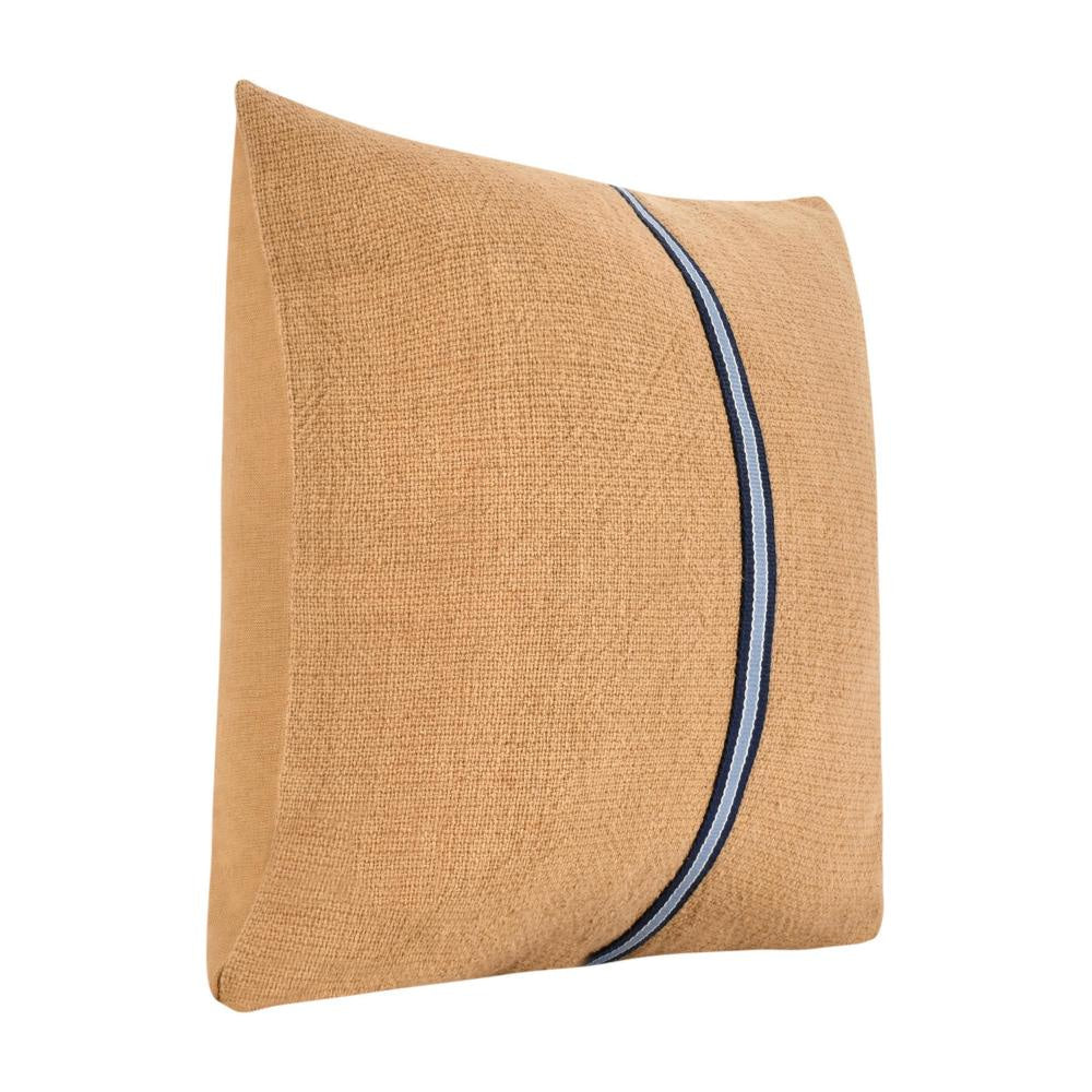 Throw Pillow Woven Racing Stripe Design 22 Inch Brown Cotton Linen BM331508