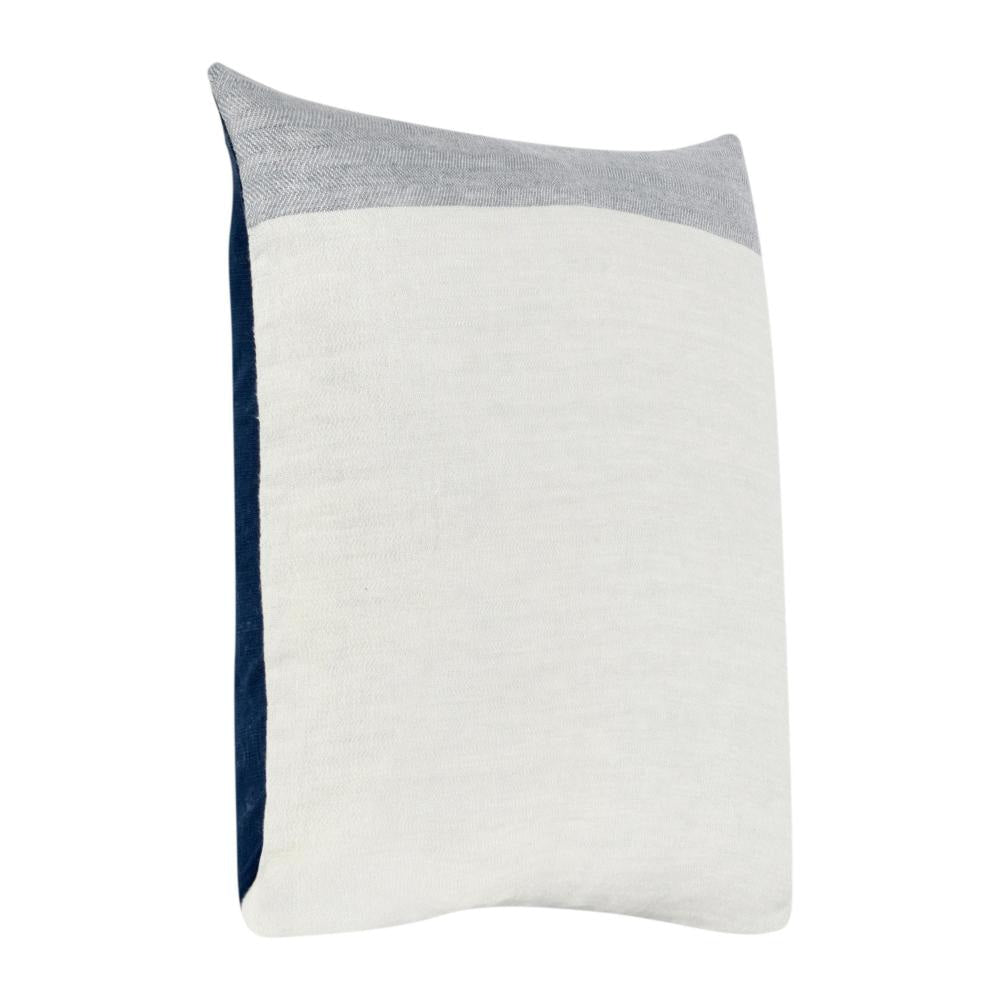 Throw Pillow 22 Inch Subtle Stripe Design White Gray Flax Linen BM331510