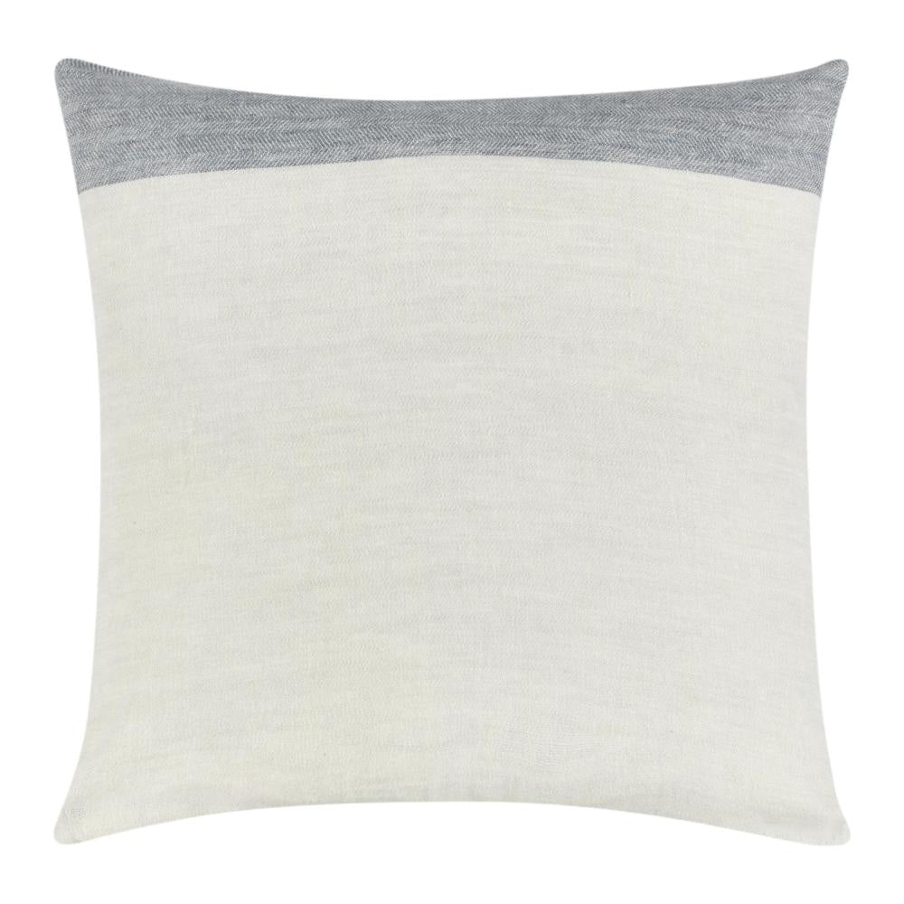 Throw Pillow, 22 Inch Subtle Stripe Design, White Gray Flax Linen