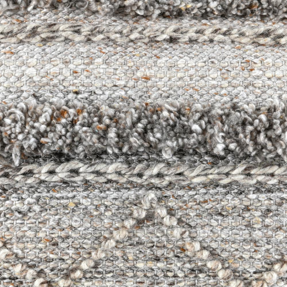 Anny Ottoman Pouf 18 Inch Gray Polyester Boho Knitted Texture BM331511