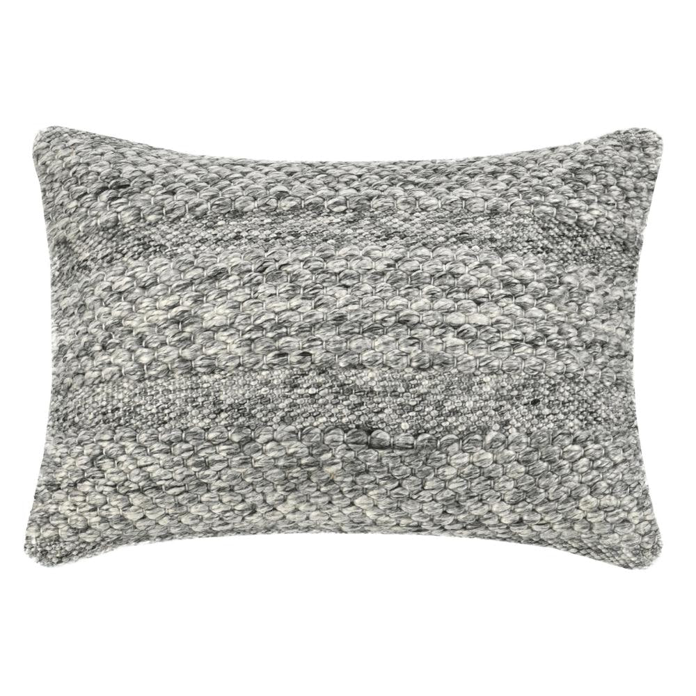 Dolu Lumbar Throw Pillow, Hand Woven Texture, 14x20 Inch, Gray