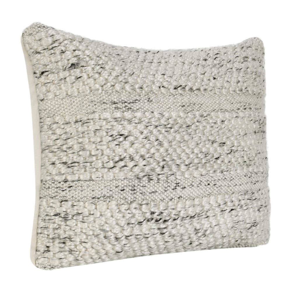 Dolu Lumbar Throw Pillow Hand Woven Texture 20 Inch Recycled Ivory