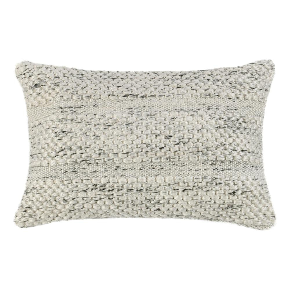 Dolu Lumbar Throw Pillow, Hand Woven Texture, 20 Inch Recycled, Ivory