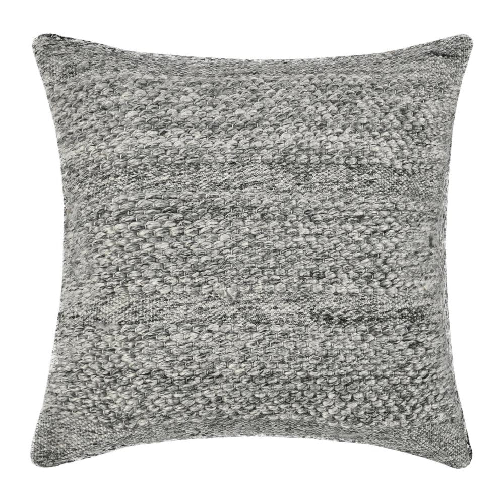 Dolu Throw Pillow, Hand Woven Texture, 24 Inch Recycled, Dark Gray