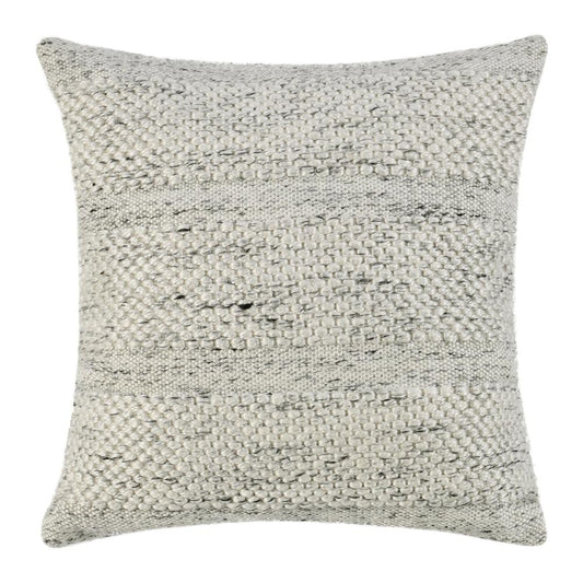 Dolu Throw Pillow, Hand Woven Texture, 24 Inch Recycled, Ivory White