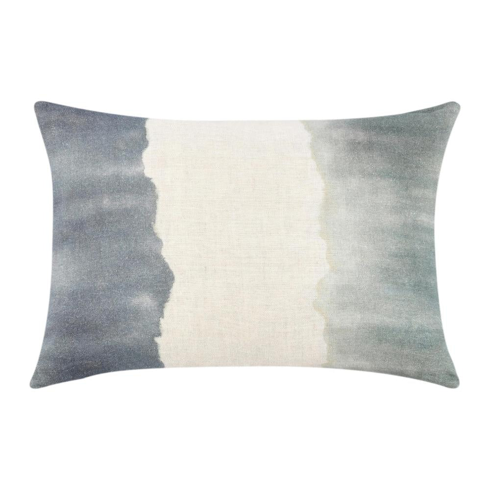 Lumbar Throw Pillow, 14x20 Inch Tie Dye Style, Blue Belgian Flax Linen