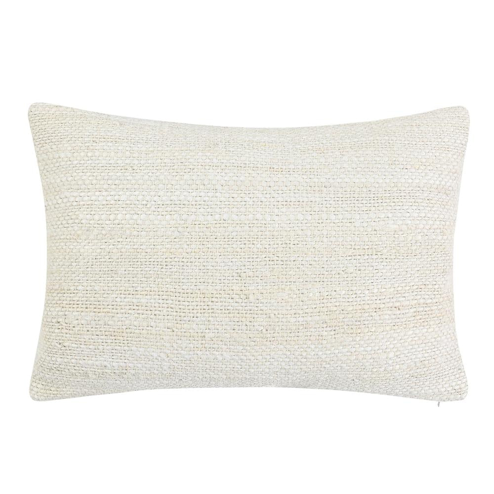 Alty Lumbar Throw Pillow, 14x20 Inch Ivory Woven Jute Design, Feather