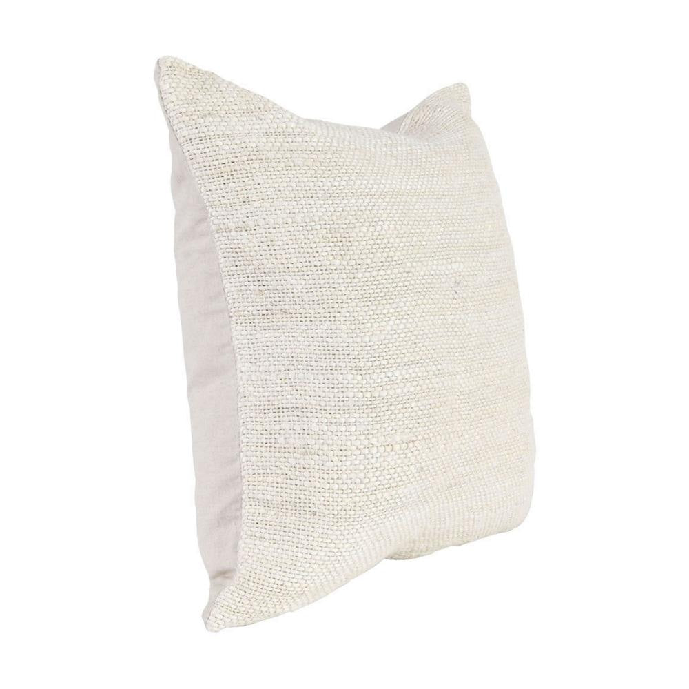 Alty Throw Pillow 22 Inch Ivory Woven Jute Design Feather Insert BM331519