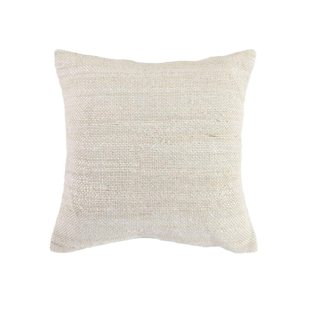 Alty Throw Pillow, 22 Inch Ivory Woven Jute Design, Feather Insert