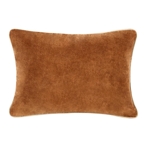 Hillary Lumbar Throw Pillow, 12x16 Inch Brown Cotton Velvet Reversible
