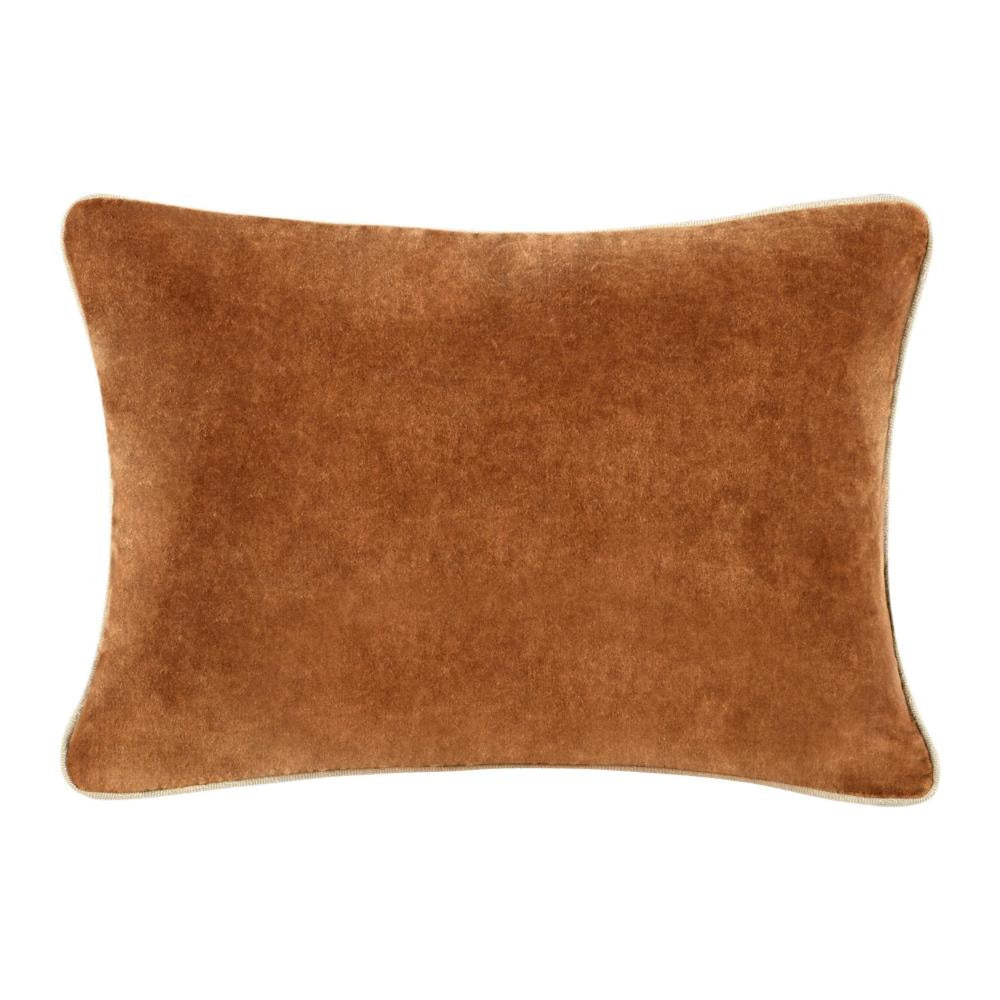 Hillary Lumbar Throw Pillow, 12x16 Inch Brown Cotton Velvet Reversible