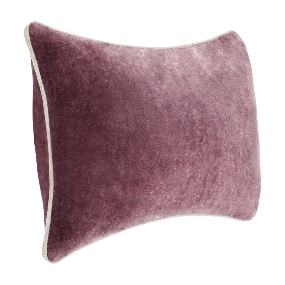 Hillary Lumbar Throw Pillow 14x20in Purple Cotton Velvet Reversible