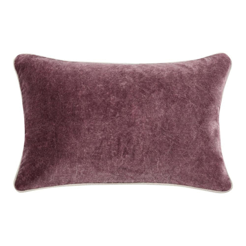 Hillary Lumbar Throw Pillow, 14x20in Purple Cotton Velvet Reversible