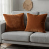Hillary Throw Pillow, Square 18 Inch Brown Cotton Velvet, Reversible