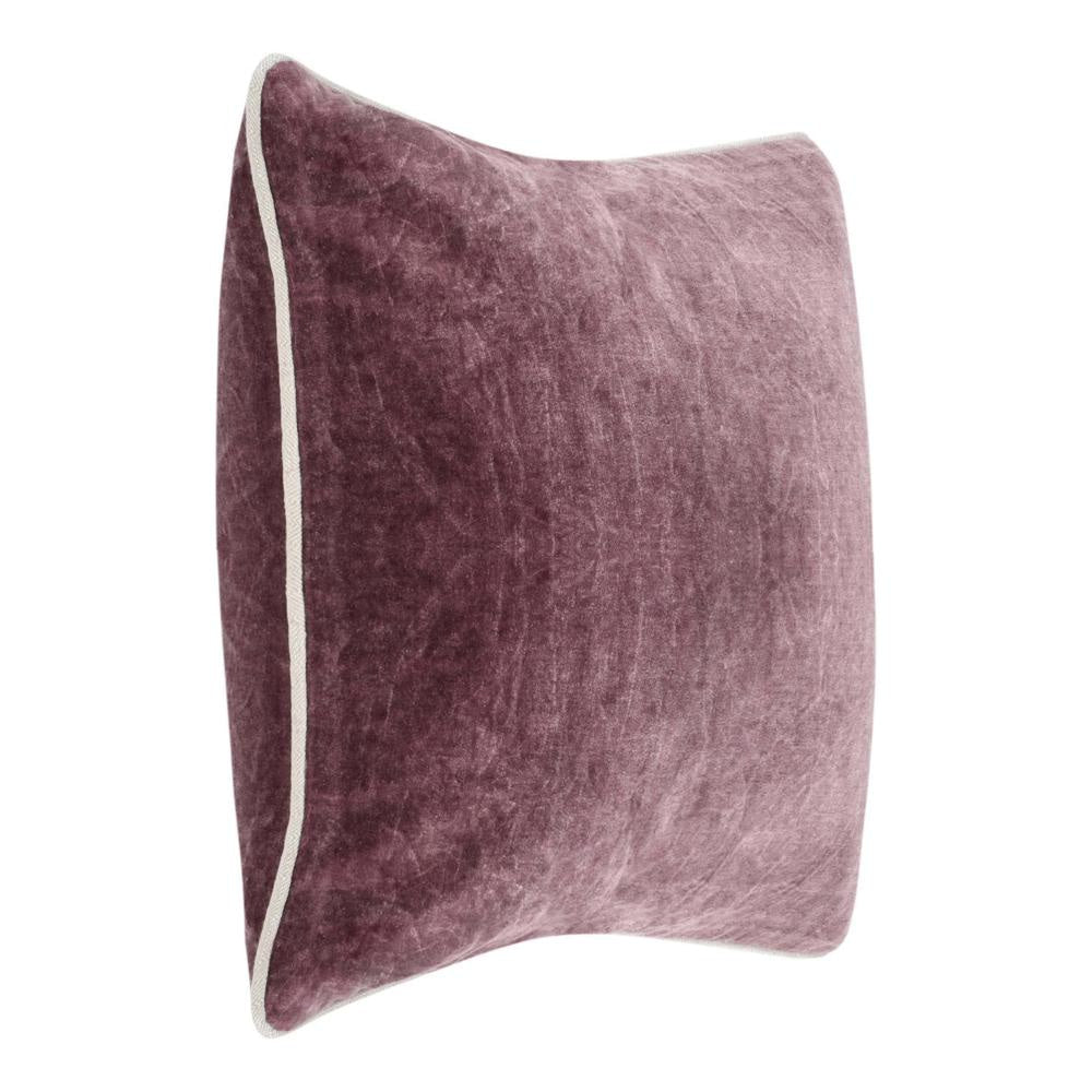 Hillary Throw Pillow Square 18 Inch Purple Cotton Velvet Reversible