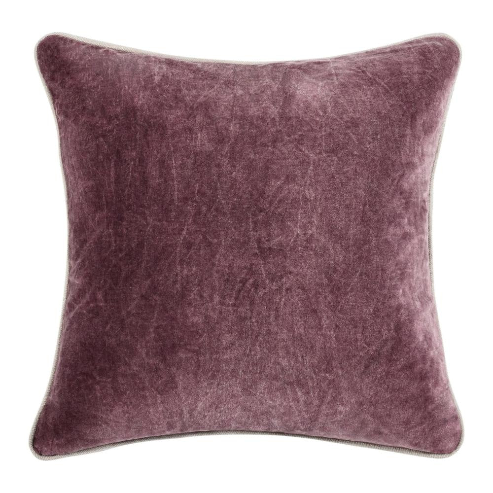 Hillary Throw Pillow, Square 18 Inch Purple Cotton Velvet, Reversible