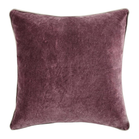 Hillary Throw Pillow, Square 22 Inch Purple Cotton Velvet, Reversible