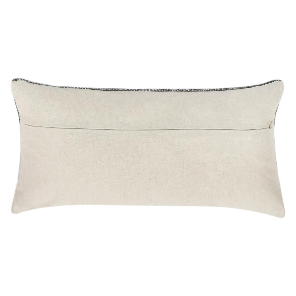 Skio Lumbar Throw Pillow Marble Yarn Texture 14x26 Inch Gray Viscose