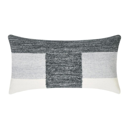 Skio Lumbar Throw Pillow, Marble Yarn Texture, 14x26 Inch Gray Viscose