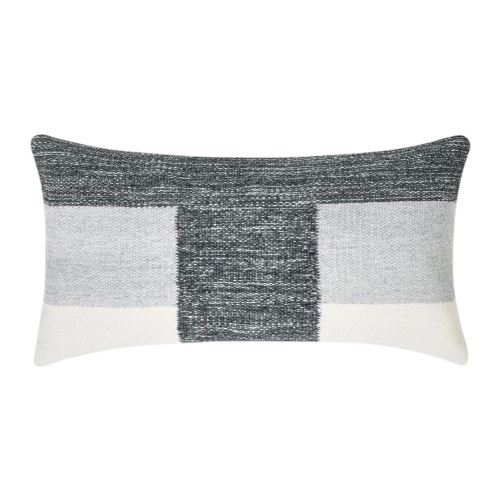 Skio Lumbar Throw Pillow, Marble Yarn Texture, 14x26 Inch Gray Viscose