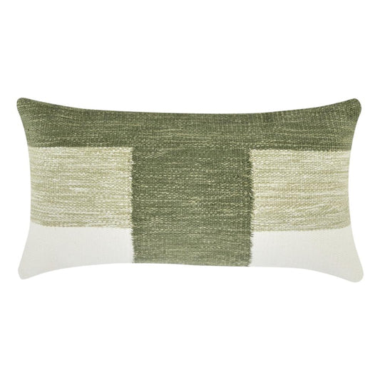 Skio Lumbar Throw Pillow, Marble Yarn Texture 14x26 Inch Green Viscose