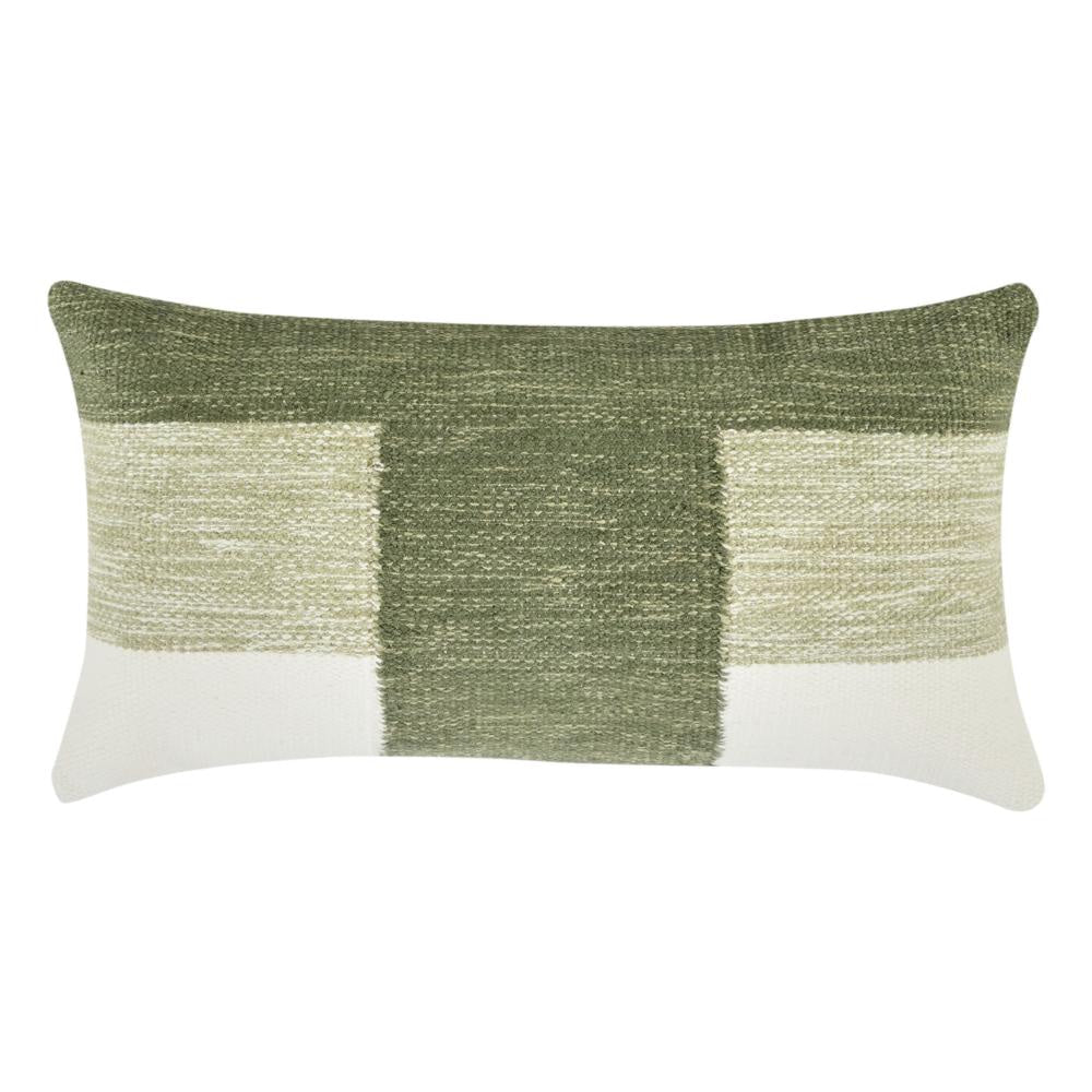 Skio Lumbar Throw Pillow, Marble Yarn Texture 14x26 Inch Green Viscose