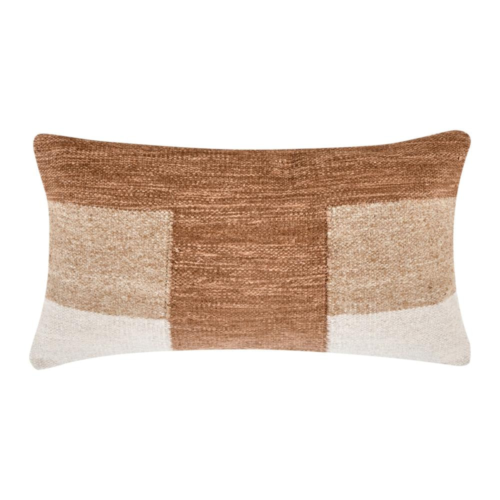 Skio Lumbar Throw Pillow, Marble Yarn Texture 14x26 Inch Brown Viscose