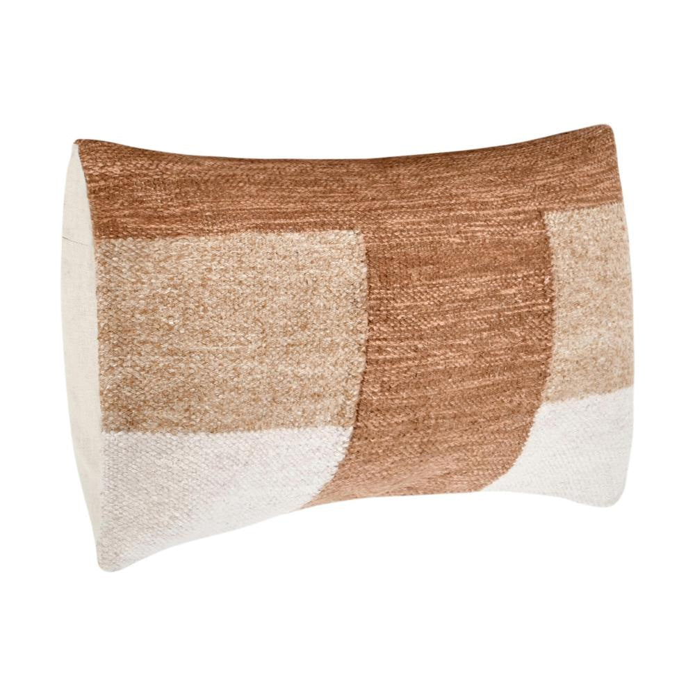 Skio Lumbar Throw Pillow Marble Yarn Texture 14x26 Inch Brown Viscose