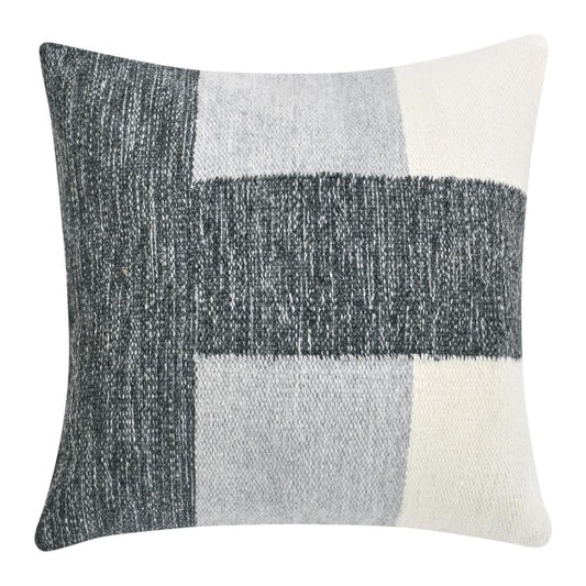 Skio Throw Pillow, Marble Yarn Texture, Square 22 Inch Gray Viscose