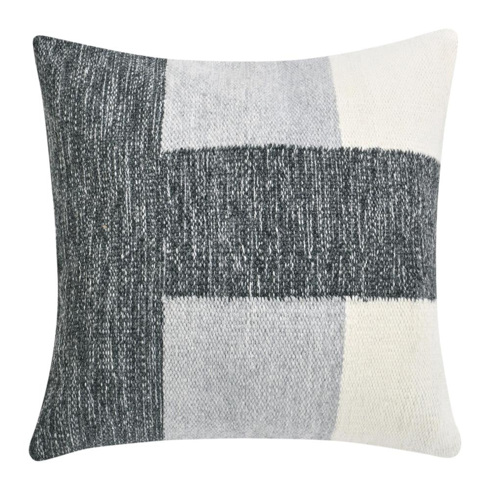 Skio Throw Pillow, Marble Yarn Texture, Square 22 Inch Gray Viscose