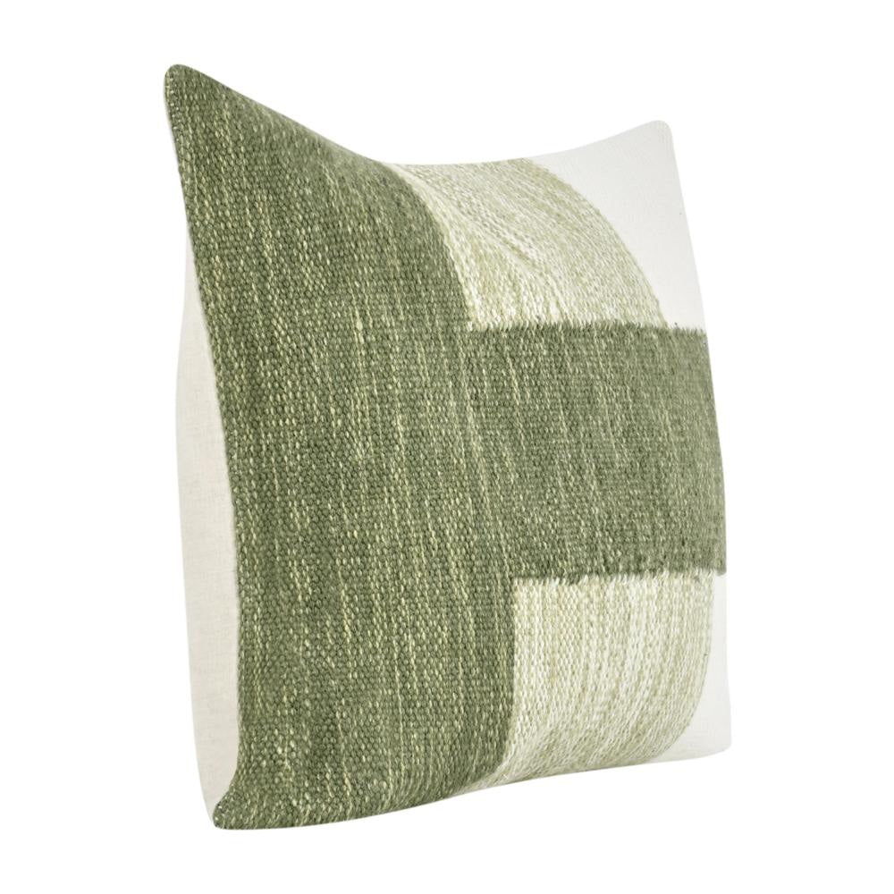 Skio Throw Pillow Marble Yarn Texture Square 22 Inch Green Viscose