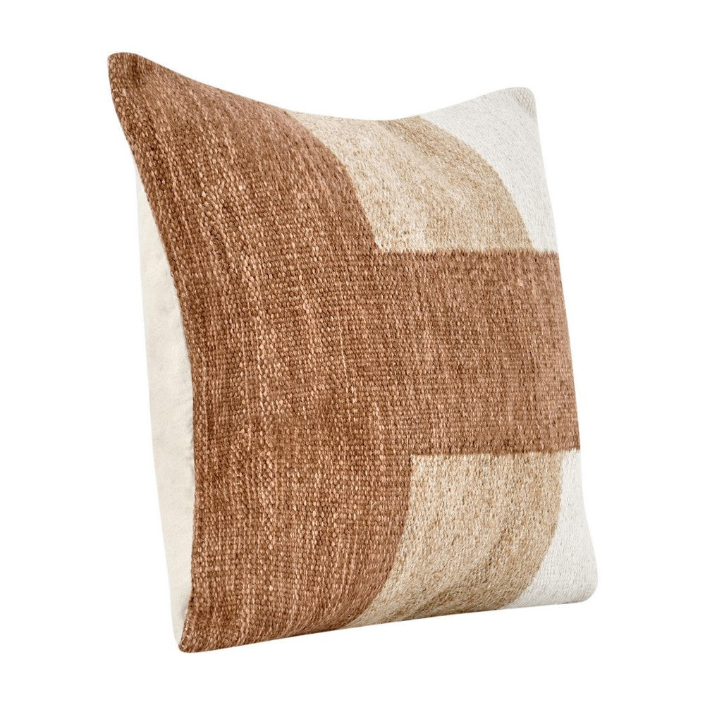 Skio Throw Pillow Marble Yarn Texture Square 22 Inch Brown Viscose