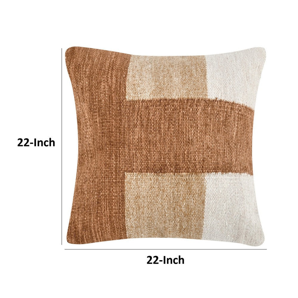Skio Throw Pillow Marble Yarn Texture Square 22 Inch Brown Viscose