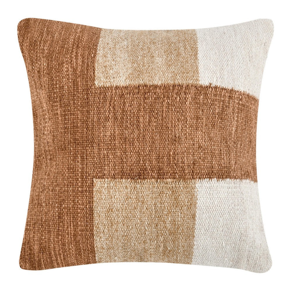 Skio Throw Pillow Marble Yarn Texture Square 22 Inch Brown Viscose
